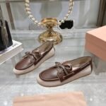 Miumiu Canvas And Bleached Leather Boat Shoes Beige 5D376E 3Lqm F0J51 F 005 - Image 5