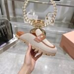 Miumiu Canvas And Leather Mules Beige 5D377E Q1D F062F F 010 - Image 4