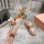 Miumiu Canvas And Leather Mules Beige 5D377E Q1D F062F F 010 - Image 3