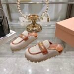 Miumiu Canvas And Leather Mules Beige 5D377E Q1D F062F F 010 - Image 2