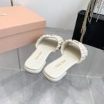 Miumiu Matelassé Nappa Leather Slides White 5Xx605 88T F0009 F 010 - Image 8