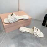 Miumiu Matelassé Nappa Leather Slides White 5Xx605 88T F0009 F 010 - Image 7