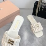 Miumiu Matelassé Nappa Leather Slides White 5Xx605 88T F0009 F 010 - Image 5