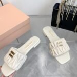 Miumiu Matelassé Nappa Leather Slides White 5Xx605 88T F0009 F 010 - Image 4
