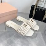 Miumiu Matelassé Nappa Leather Slides White 5Xx605 88T F0009 F 010 - Image 3