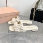 Miumiu Matelassé Nappa Leather Slides White 5Xx605 88T F0009 F 010 - Image 2