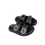Fendi Feel Leather Slides Black
