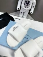 Prada Soft Padded Nappa Leather Slides White 1Xx6482Dl8F0009F020 - Image 8