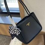 Prada Leather Mini Tote Bag Black 25Cm 1Bg539 2Cys F0002 V Ovo - Image 4