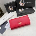 Prada Saffiano Leather Flap Long Wallet Red And Gold 19Cm 1Mh132 Zlp F0Rau - Image 10