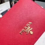 Prada Saffiano Leather Flap Small Wallet Red And Gold 10Cm 1Mv204 Qwa F068Z - Image 3