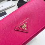 Prada Saffiano Lux Leather Flap Continental Dark Pink Wallet 19Cm - Image 6