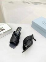 Prada Black Quilted Leather Mule - Image 2