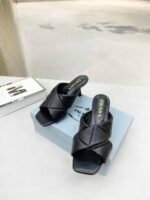 Prada Black Quilted Leather Mule - Image 4