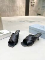 Prada Black Quilted Leather Mule - Image 9