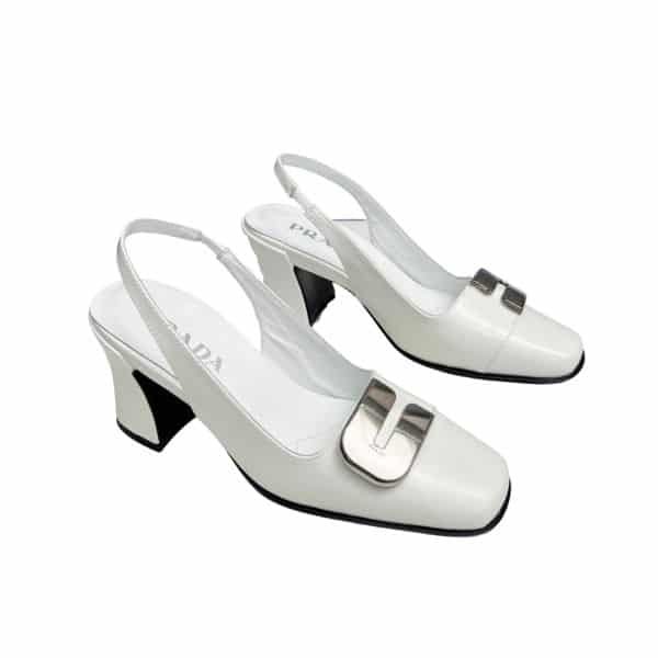 xr:d:DAFu9xTi5qs:1238,j:3656202542750143932,t:23101007 Prada Leather Slingback Pumps White - Image 1