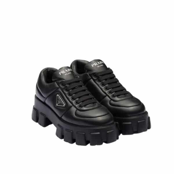 xr:d:DAFu9xTi5qs:1293,j:3796940042685191705,t:23101010 Prada Soft Padded Nappa Leather Lace Up Shoes Black 1E119N 2Dl8 F0002 F 055 - Image 1