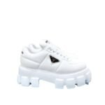 Prada Soft Padded Nappa Leather Lace Up Shoes White