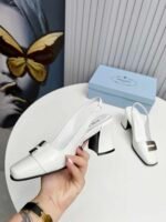 Prada Leather Slingback Pumps White - Image 4