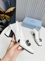 Prada Leather Slingback Pumps White - Image 5