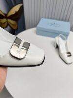 Prada Leather Slingback Pumps White - Image 7