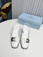 Prada Leather Slingback Pumps White - Image 8