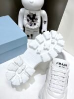 Prada Soft Padded Nappa Leather Lace Up Shoes White - Image 4