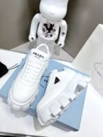 Prada Soft Padded Nappa Leather Lace Up Shoes White - Image 9