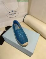 Prada Linen Espadrilles Blue 1S841M376F0013F020 - Image 4