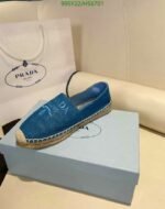 Prada Linen Espadrilles Blue 1S841M376F0013F020 - Image 6