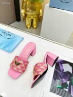 Prada Triangolo Jacquard Mules Pink - Image 3