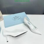 Prada Cleavage Nero Leather Pumps White - Image 3
