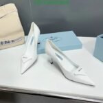 Prada Cleavage Nero Leather Pumps White - Image 7