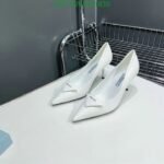 Prada Cleavage Nero Leather Pumps White - Image 9