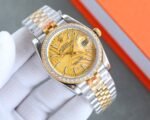 Rolex Datejust Gold Dial With Silver And Gold Strap Palm Leaf Pattern 36Mm 126200 0086 - Image 2