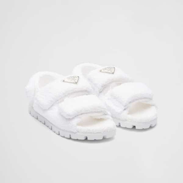 xr:d:DAFPeDf88oI:2996,j:982368545,t:22122608 Prada White Terrycloth Sandals 1X737Mh39F0009Fd020 - Image 1