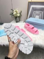 Prada Petal Pink Terrycloth Sandals 1X737Mh39F0442Fd020 - Image 2