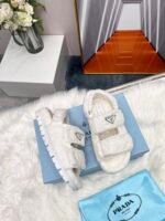 Prada White Terrycloth Sandals 1X737Mh39F0009Fd020 - Image 6