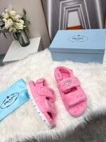 Prada Petal Pink Terrycloth Sandals 1X737Mh39F0442Fd020 - Image 5