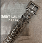 Saint Laurent Croc Embossed Leather Belt Black 26267332 - Image 5