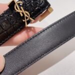 Saint Laurent Croc Embossed Leather Belt Black And Gold 26267332 - Image 6
