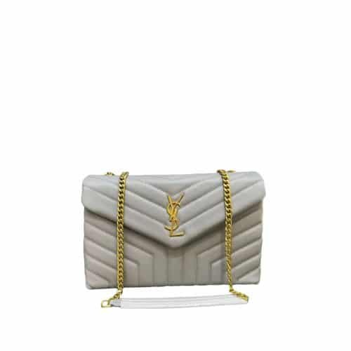xr:d:DAFbXjojOBA:29,j:47511666627,t:23022309 Saint Laurent Loulou Medium Chain Bag In Matelasse Y Leather Gray - Image 1