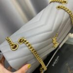 Saint Laurent Loulou Medium Chain Bag In Matelasse Y Leather Gray - Image 2