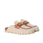 Miumiu Canvas And Leather Mules Beige 5D377E Q1D F062F F 010