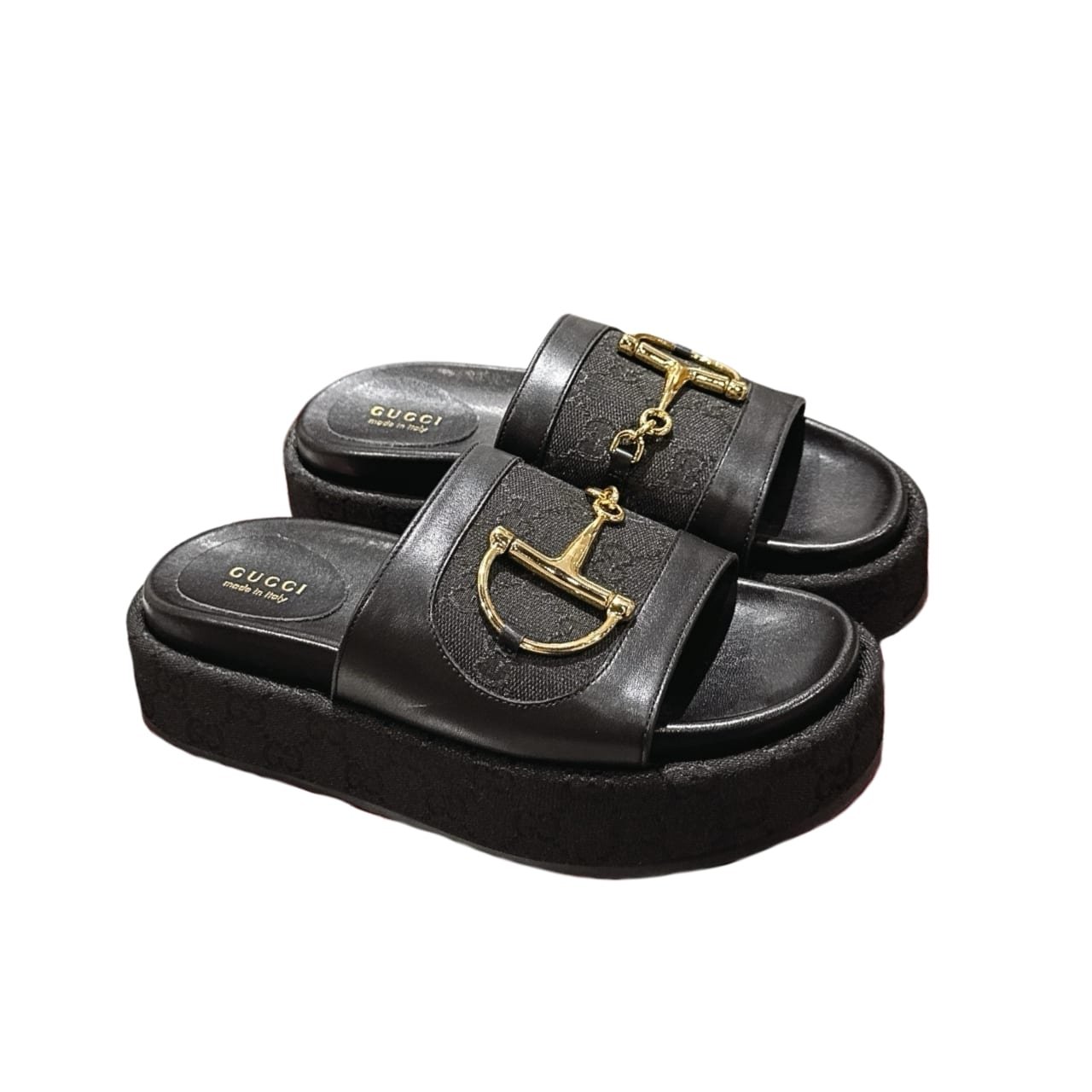 TBB-5-3 Gucci Women’S Platform Slides With Horsebit Black - Image 1