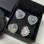 Chanel Heart Motif And Crystal Earrings In Blue - Image 5