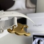 Celine Small Triomphe White Belt - Image 6