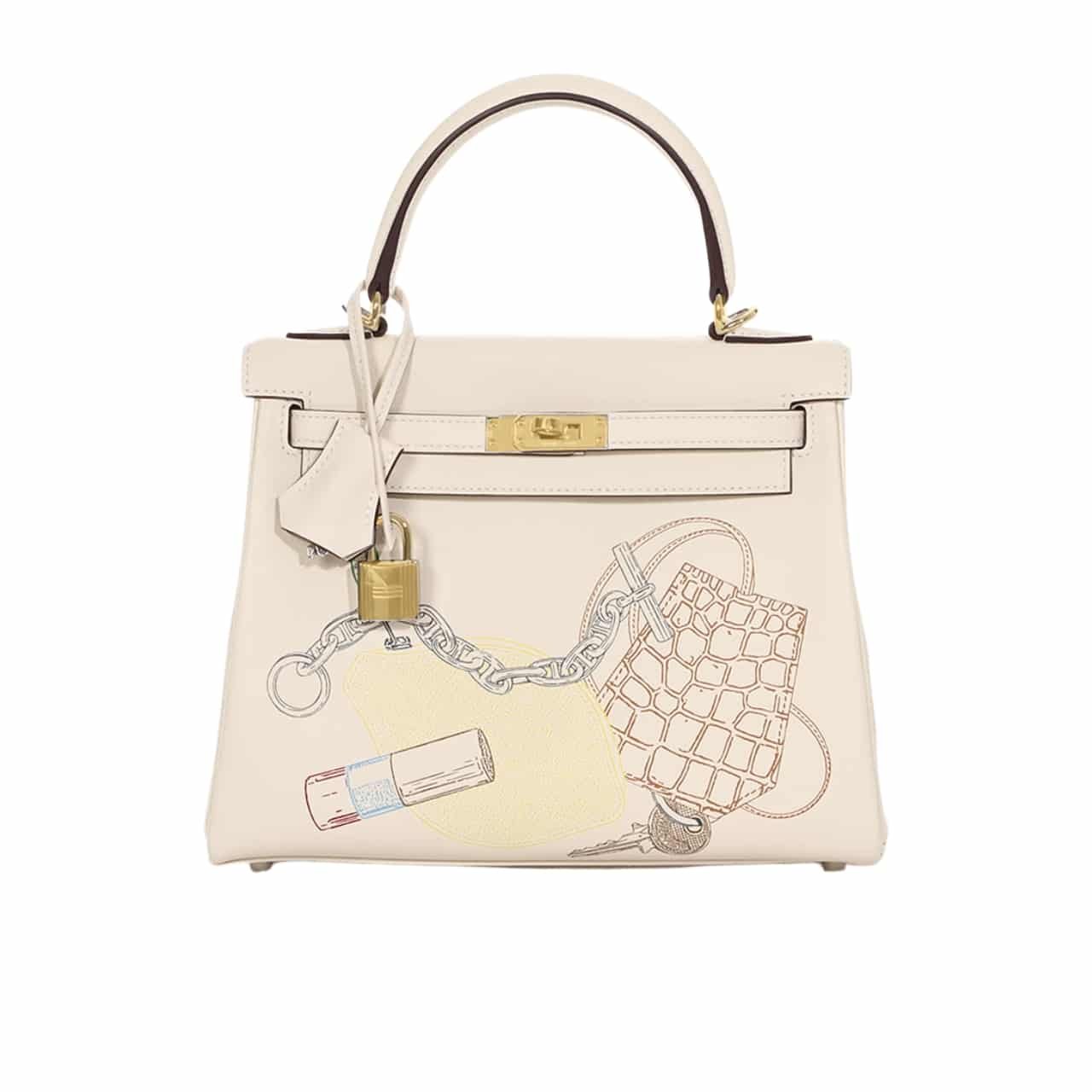 TBNB-1-16 Hermès Kelly 25 Retourne In And Out Nata Swift Palladium Hardware 25Cm - Image 1