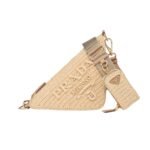 Prada Triangle Crochet Shoulder Bag Natural 25Cm 1Bh190 2A2T F0018 V Duo