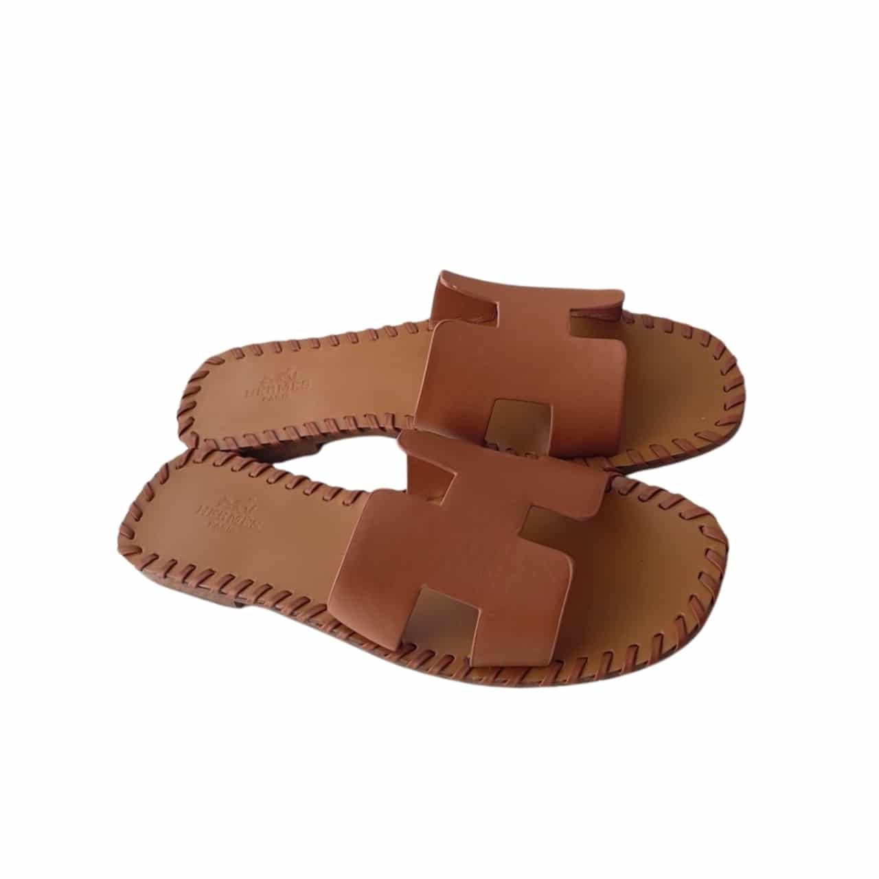 TBNB-1-4 Hermès Oran Sandals Stitching In Brown - Image 1